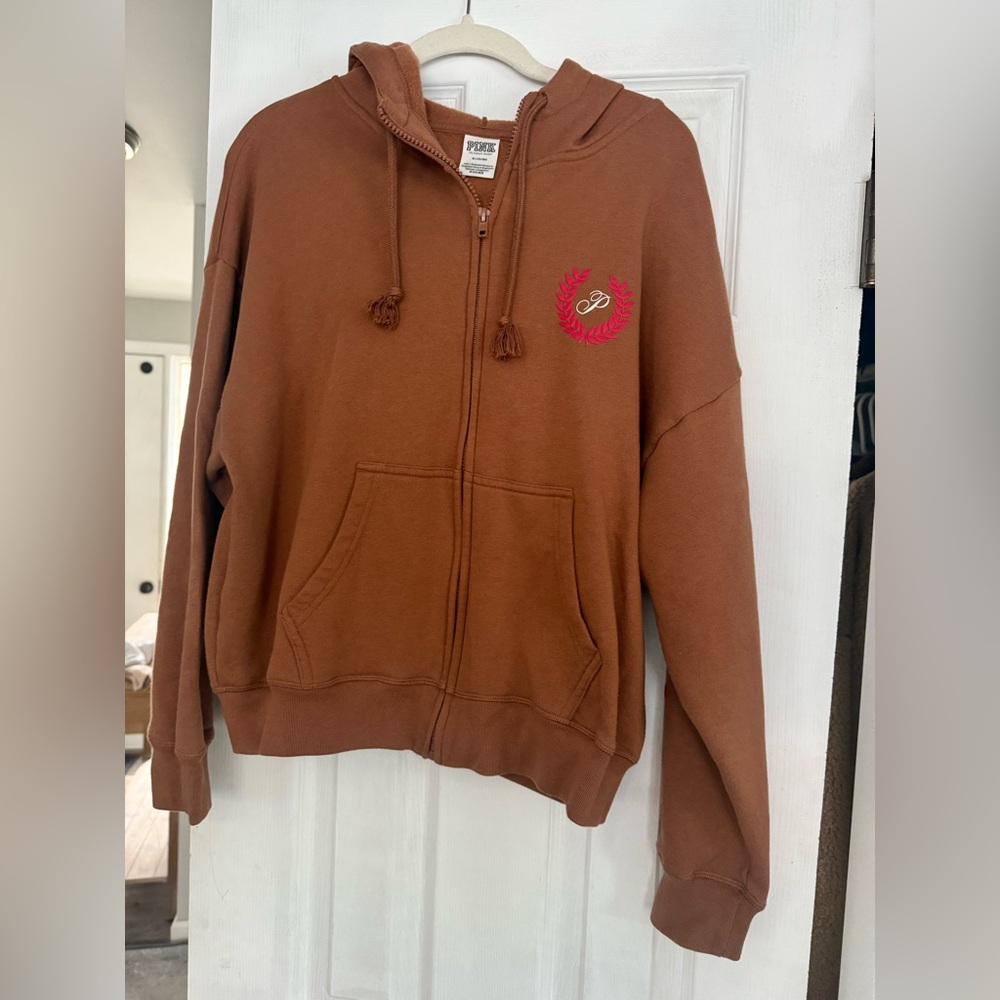 PINK Victoria's Secret Brown Zip-Up Hoodie